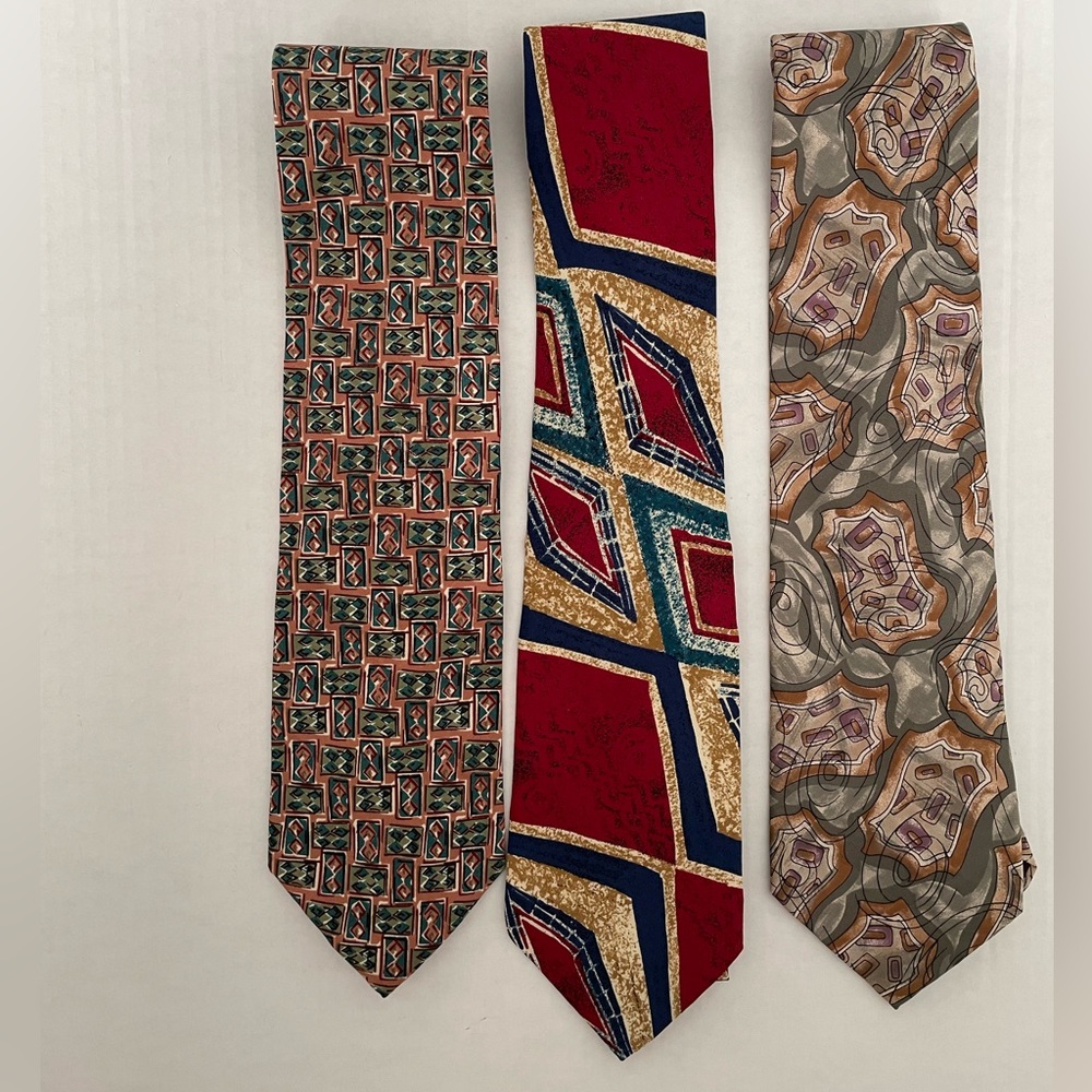 Christian Dior Monsieur Silk Ties Bundle- Multicolor Geometric Designs - Picture 1 of 13